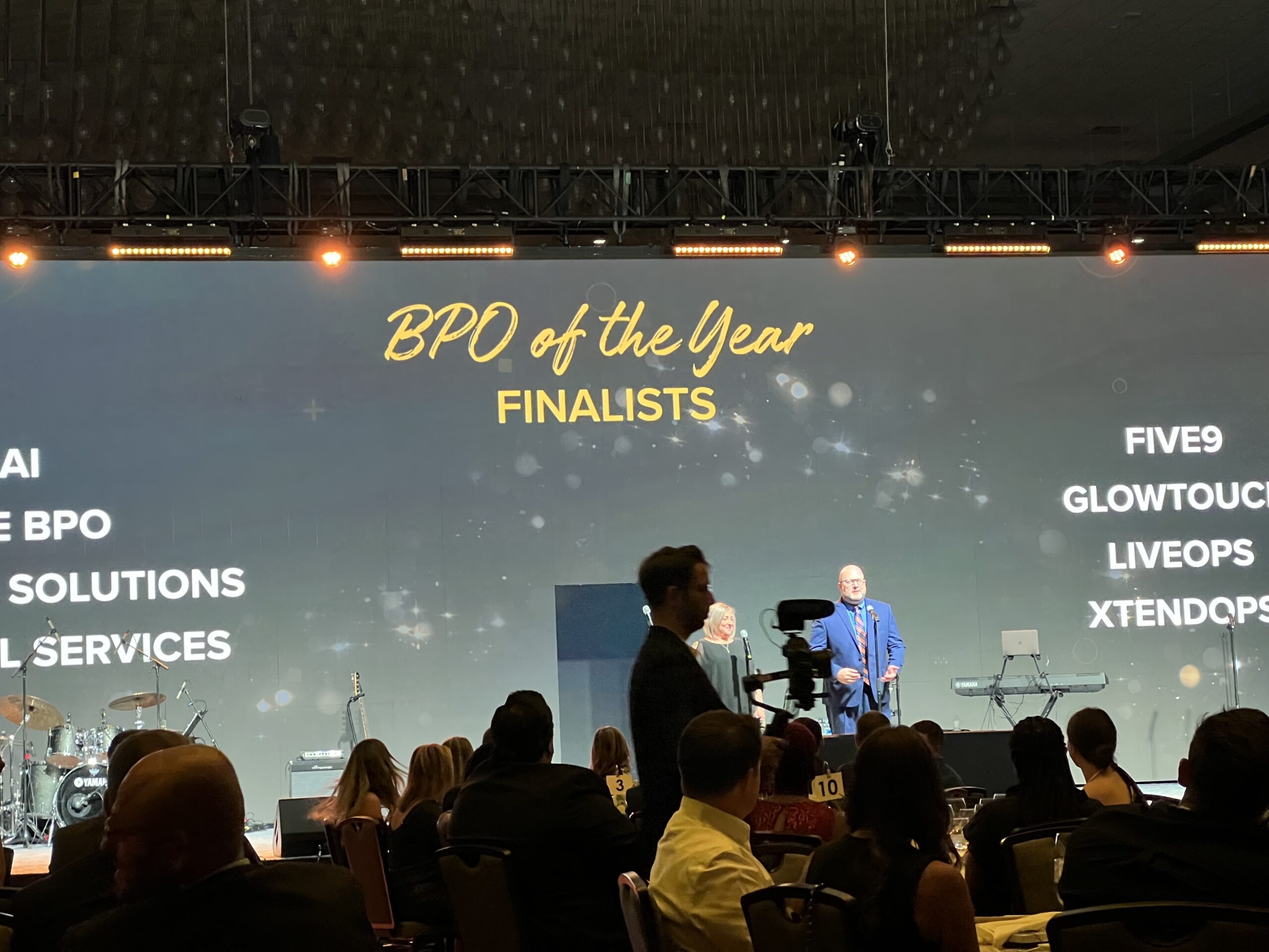 CCW Excellence Awards stage with  the list of finalists for the "BPO of the Year" award