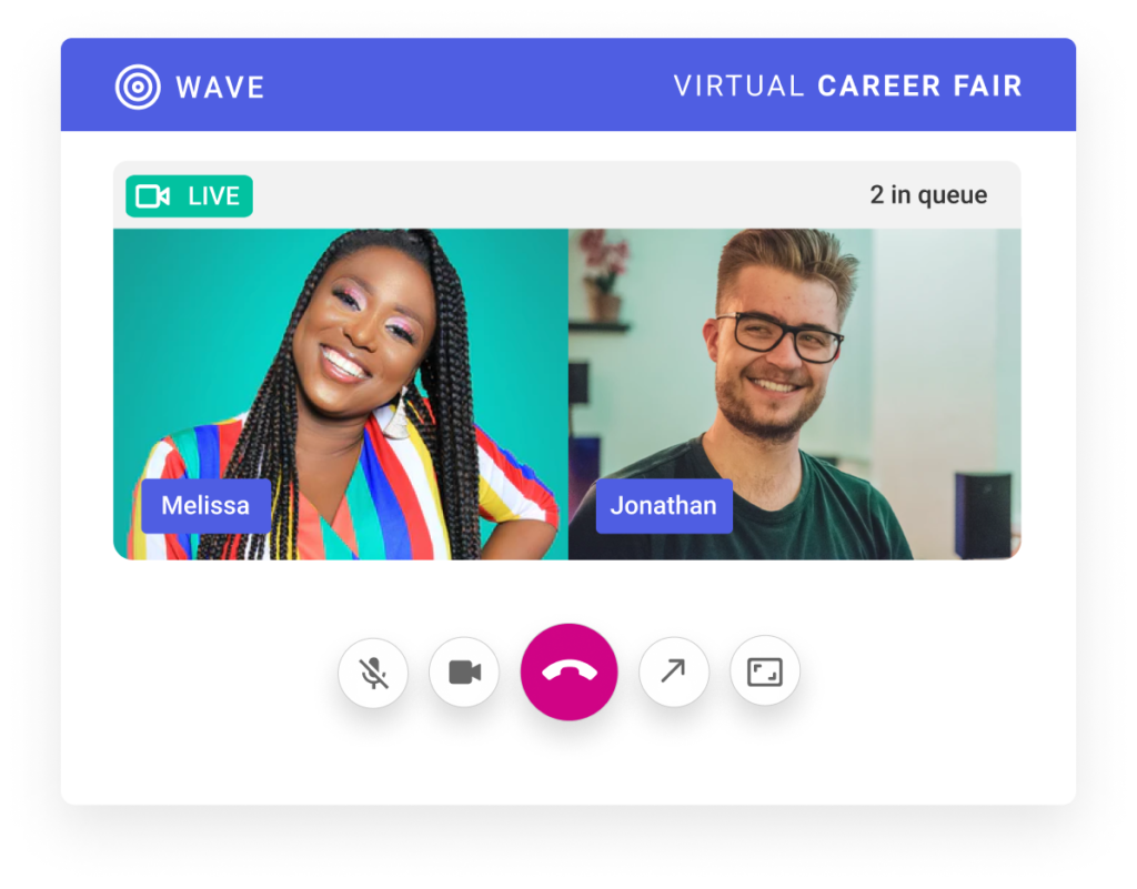 Hellohire virtual hiring event video chat screen
