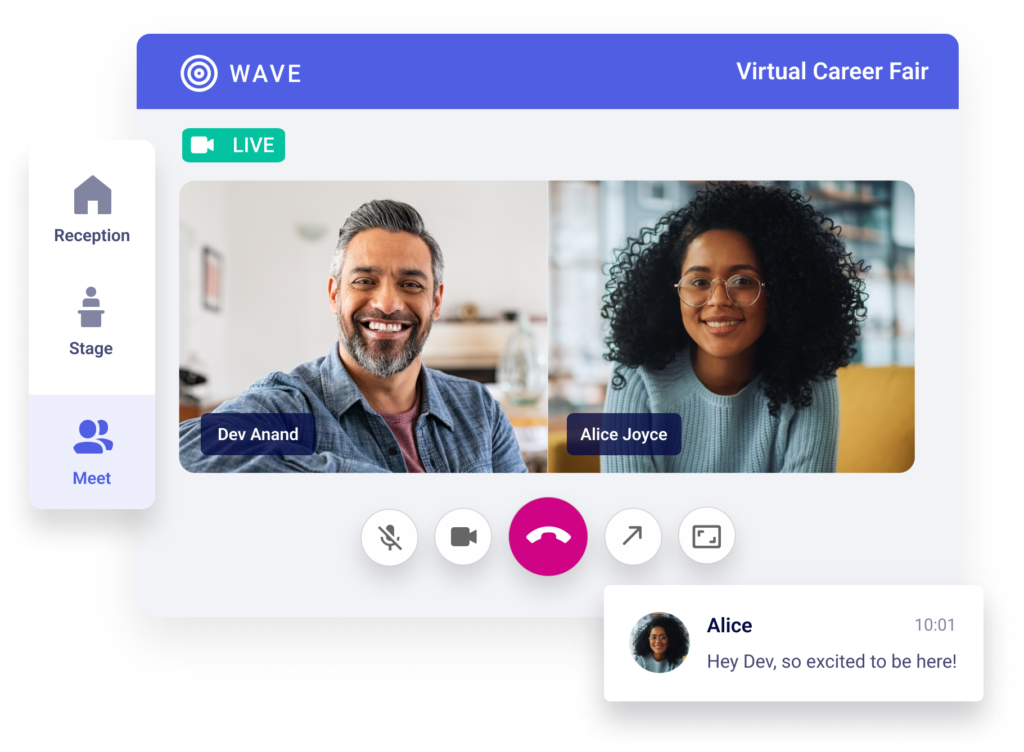 Hellohire virtual hiring event video chat screen