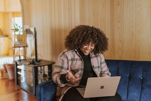 women on laptop during a virtual talent acquisition screening call