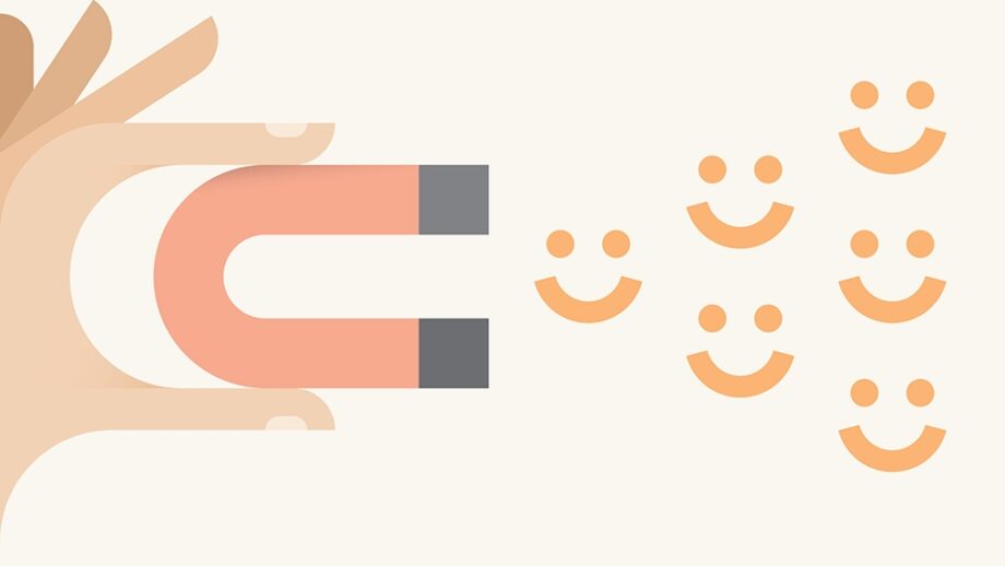 graphic of magnet attracting lots of smiley faces