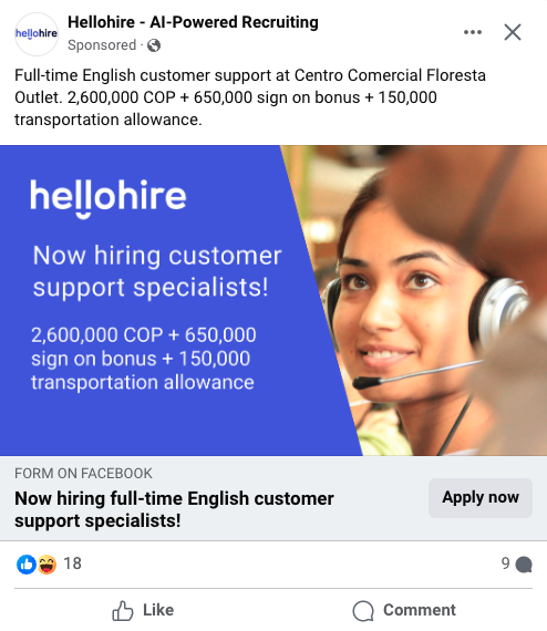 Customer support specialist facebook ad