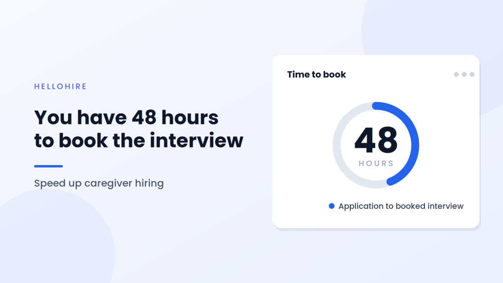 Countdown ring showing the 48-hour window to book a caregiver interview after they apply